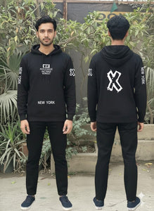 Urban Edge "WIN" Performance Tracksuit – Men’s Premium Heavyweight Fleece Hoodie and Jogger Set with New York Signature Graphics ( large )