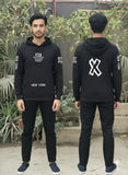 Urban Edge "WIN" Performance Tracksuit – Men’s Premium Heavyweight Fleece Hoodie and Jogger Set with New York Signature Graphics ( large )