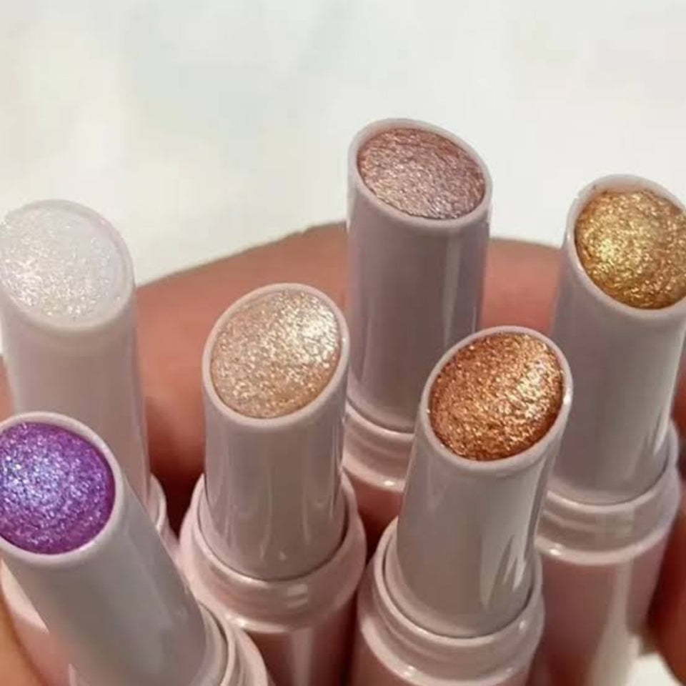 Multipurpose Jelly Highlighter Stick – Creamy Glitter Eyeshadow, Lip Balm & Face Highlighter | Shade 1