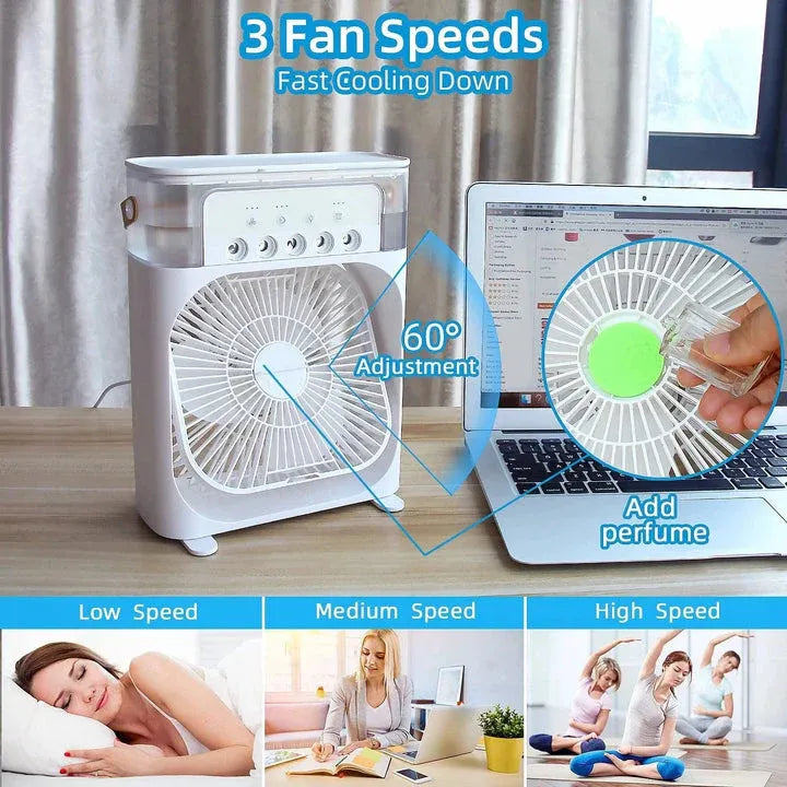 10-Inch Desktop Water Mist Fan – Portable Humidifier Air Cooler with