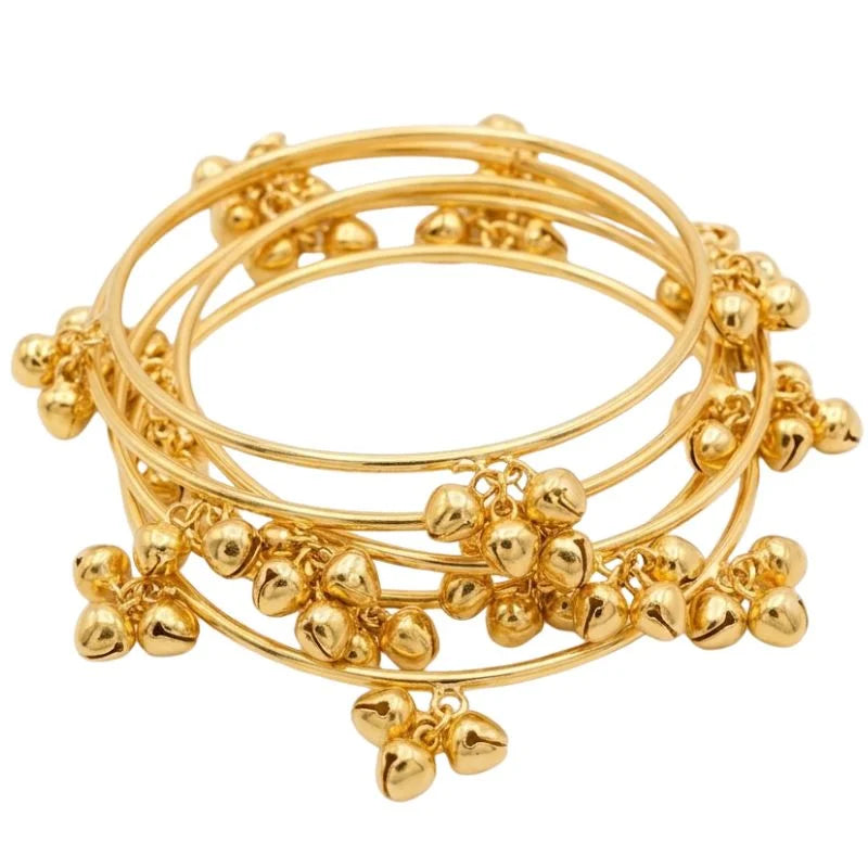 Brass Gold Kashmiri Ghunghroo Bangles Set of 4 Pcs