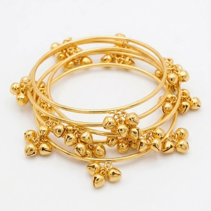 Brass Gold Kashmiri Ghunghroo Bangles Set of 4 Pcs