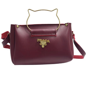 Maroon Elegant Cat Handle Handbag for Girls & Ladies