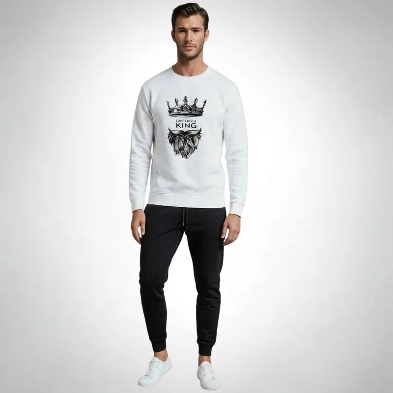 KING Printed White Tracksuit Sweatshirt & Trouser