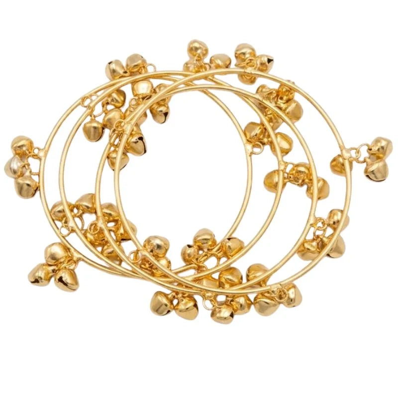 Brass Gold Kashmiri Ghunghroo Bangles Set of 4 Pcs